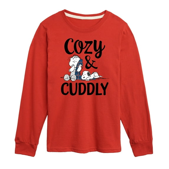 Peanuts - Snoopy and Linus Cozy And Cuddly - Toddler And Youth Long Sleeve Graphic T-Shirt