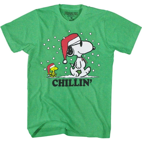 Peanuts Snoopy and Woodstock Chillin' Christmas Holiday T-Shirt Size: X-Large