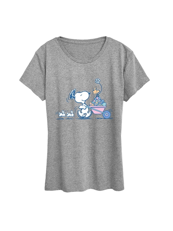 - Snoopy and Woodstock Easter Eggs Women's Short Sleeve Graphic T-Shirt
