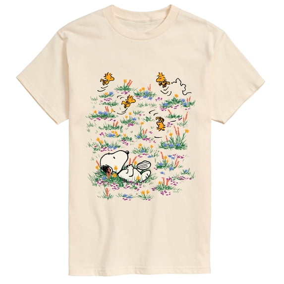 Peanuts - Snoopy and Woodstock Flower Field Men's Short Sleeve Graphic T-Shirt