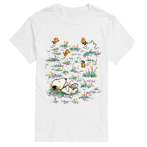 Peanuts - Snoopy and Woodstock Flower Field Men's Short Sleeve Graphic T-Shirt