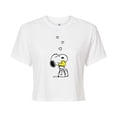 thumbnail image 1 of Peanuts - Snoopy and Woodstock Hearts - Juniors Cropped Graphic T-Shirt, 1 of 6