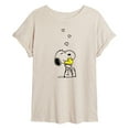 thumbnail image 1 of Peanuts - Snoopy and Woodstock Hearts - Juniors Oversized Graphic T-Shirt, 1 of 5