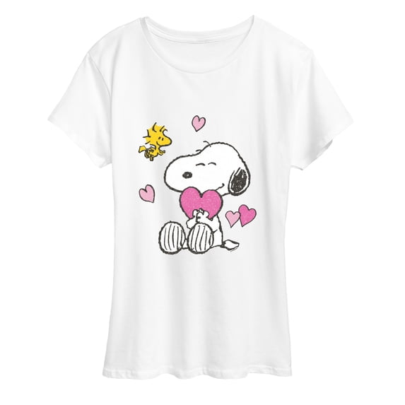 Peanuts - Snoopy and Woodstock Hearts Women's Short Sleeve Graphic T-Shirt