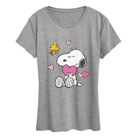 Peanuts - Snoopy and Woodstock Hearts Women's Short Sleeve Graphic T-Shirt