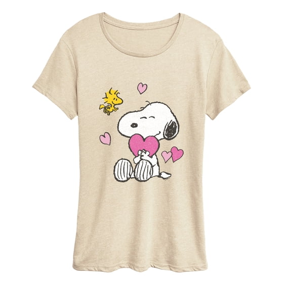 Peanuts - Snoopy and Woodstock Hearts Women's Short Sleeve Graphic T-Shirt