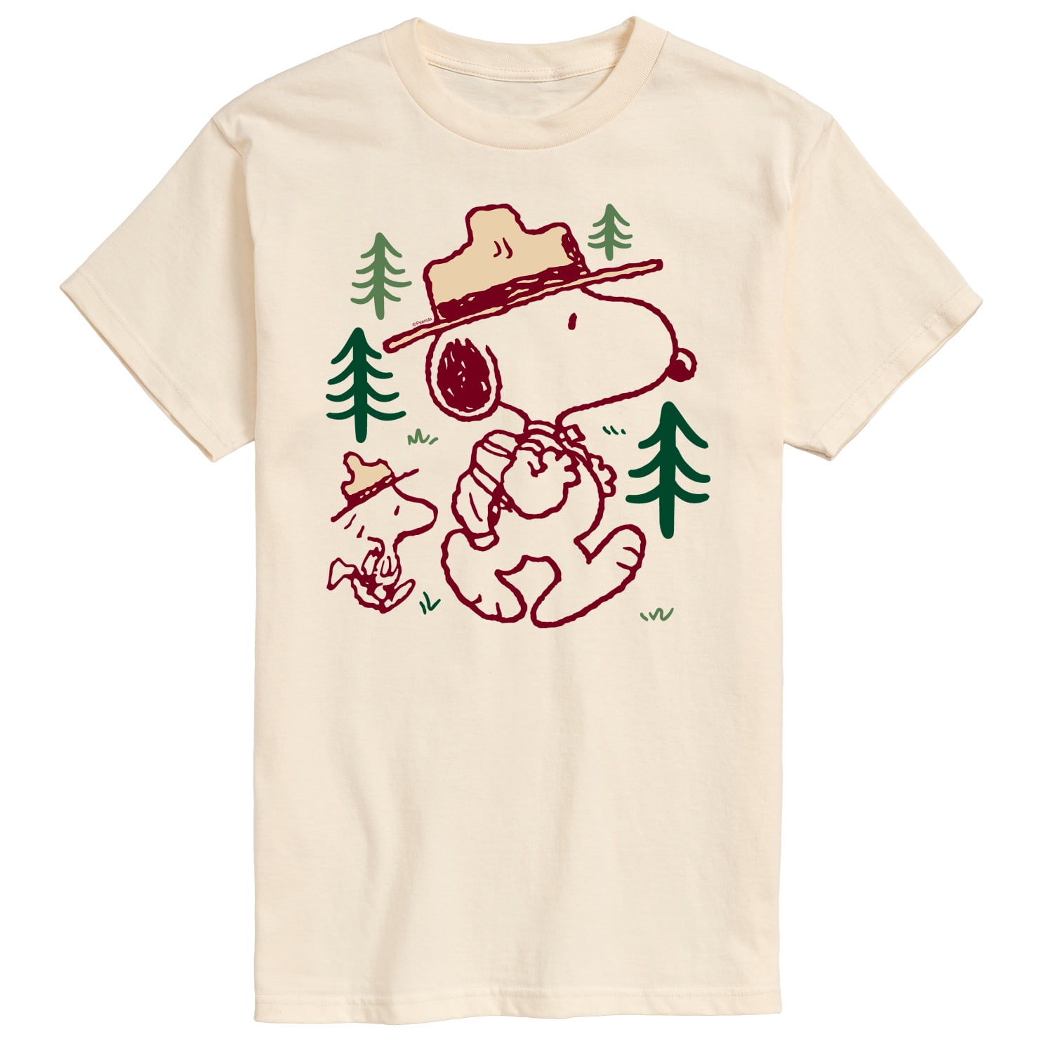 Men's XL White Cotton Snoopy and Woodstock Graphic Pullover Tee