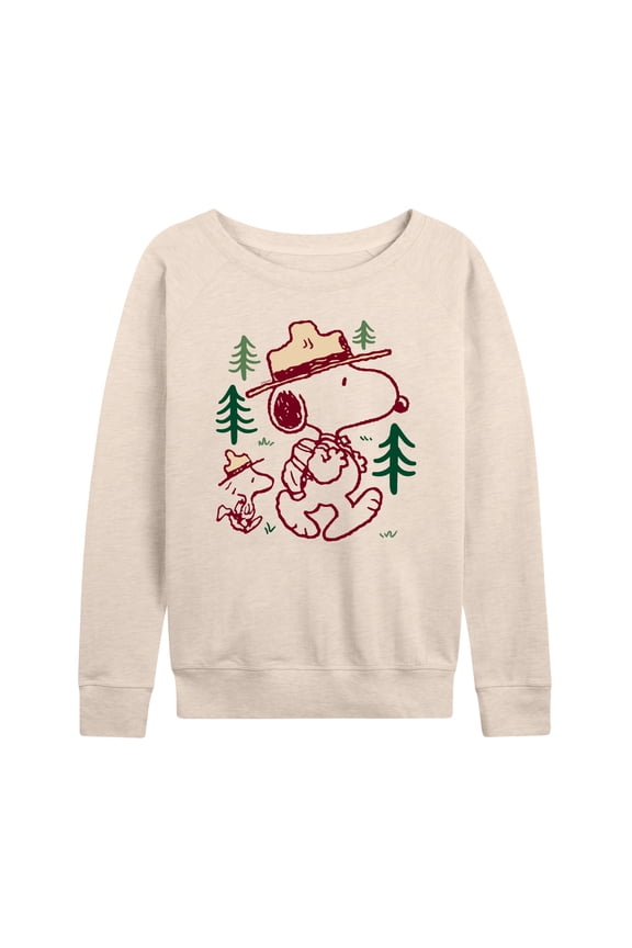 - Snoopy and Woodstock Hiking - Women's Lightweight French Terry Long Sleeve Shirt