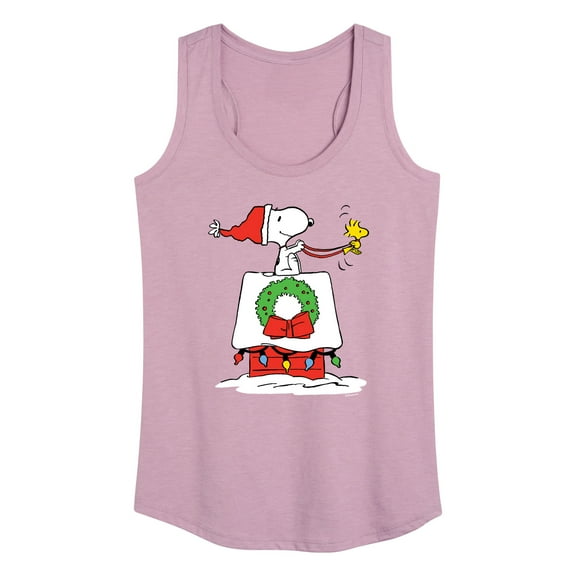 Peanuts - Snoopy and Woodstock House Sleigh - Women's Racerback Tank Top