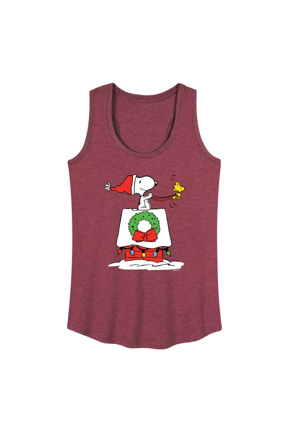 - Snoopy and Woodstock House Sleigh - Women's Racerback Tank Top