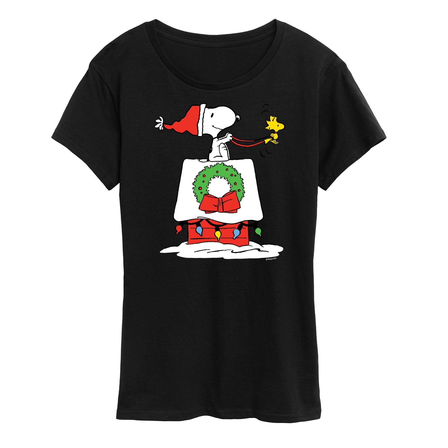 Peanuts - Snoopy and Woodstock House Sleigh - Women's Short Sleeve ...