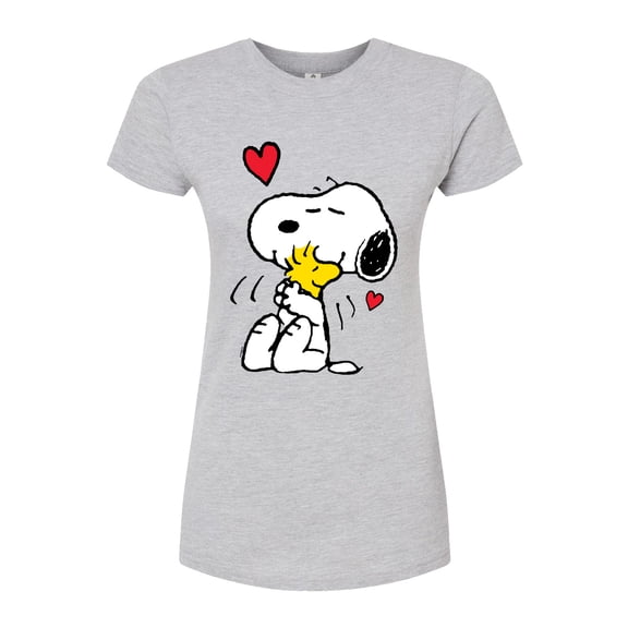 Peanuts - Snoopy and Woodstock Hug - Juniors Fitted Graphic T-Shirt