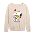 thumbnail image 1 of Peanuts - Snoopy and Woodstock Hug - Women's French Terry Long Sleeve Pullover, 1 of 5