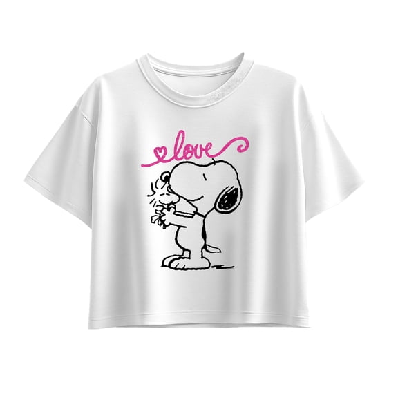 Peanuts - Snoopy and Woodstock Love - Youth Girls Boxy T-Shirt