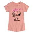 thumbnail image 1 of Peanuts - Snoopy and Woodstock Love - Youth Girls Fitted Short Sleeve T-Shirt, 1 of 5
