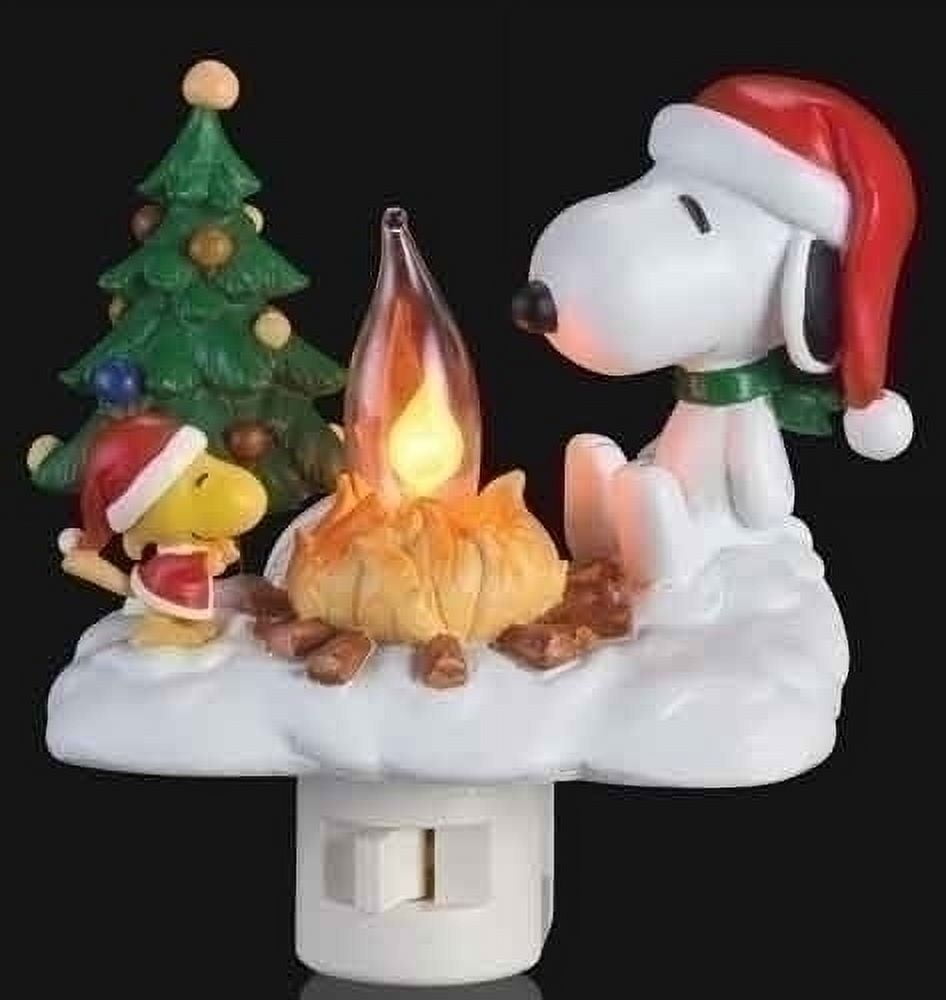 Peanuts Snoopy and Woodstock Next to Campfire Christmas Night Light