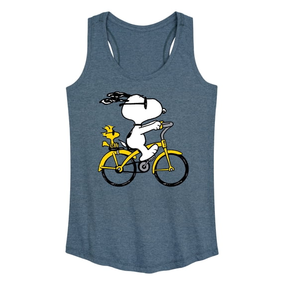 Peanuts - Snoopy and Woodstock Riding Bike - Women's Racerback Graphic Tank