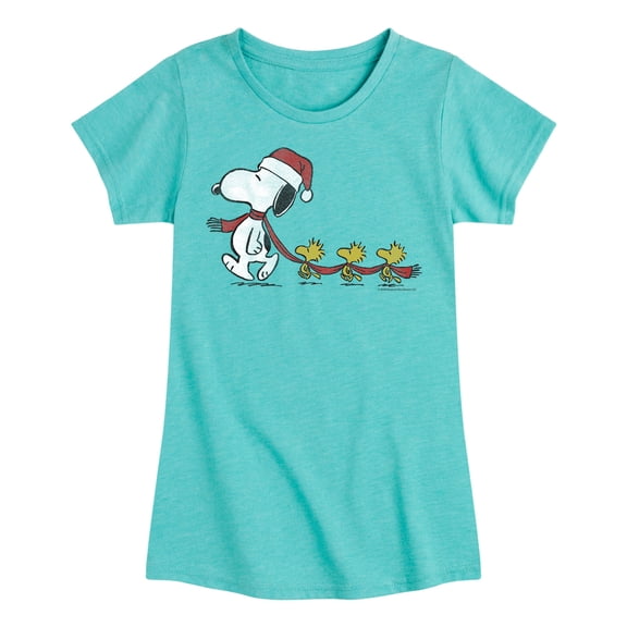 Peanuts - Snoopy and Woodstock Scarf - Toddler And Youth Girls Short Sleeve Graphic T-Shirts