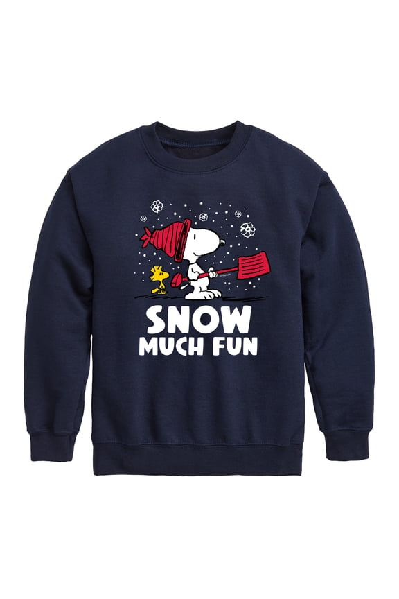- Snoopy and Woodstock Snow Much Fun - Toddler And Youth Crewneck Fleece Sweatshirt