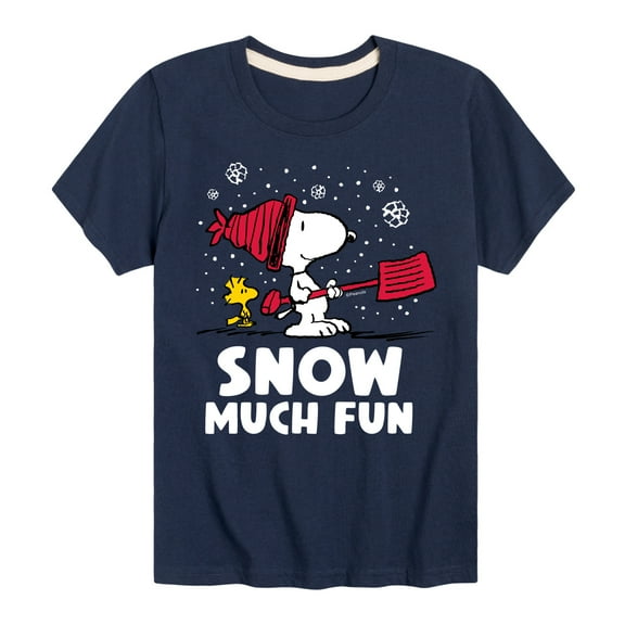 Peanuts - Snoopy and Woodstock Snow Much Fun - Toddler And Youth Short Sleeve Graphic T-Shirt