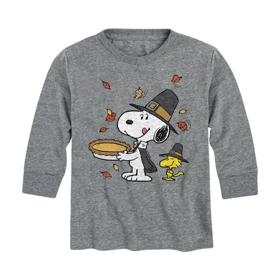 Peanuts - Snoopy and Woodstock Thanksgiving Scene - Toddler and Youth Long Sleeve Graphic T-Shirt