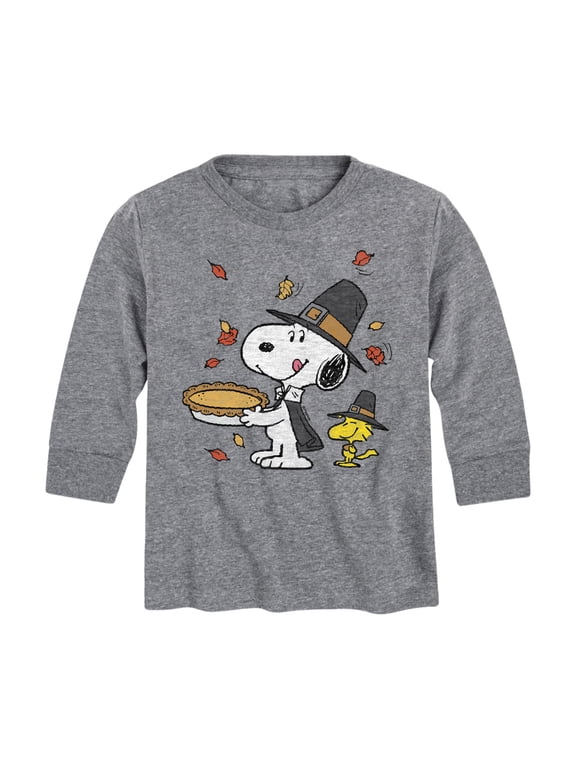 - Snoopy and Woodstock Thanksgiving Scene Boys' Long Sleeve Graphic T-Shirt