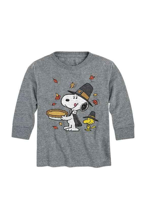 - Snoopy and Woodstock Thanksgiving Scene - Toddler and Youth Long Sleeve Graphic T-Shirt