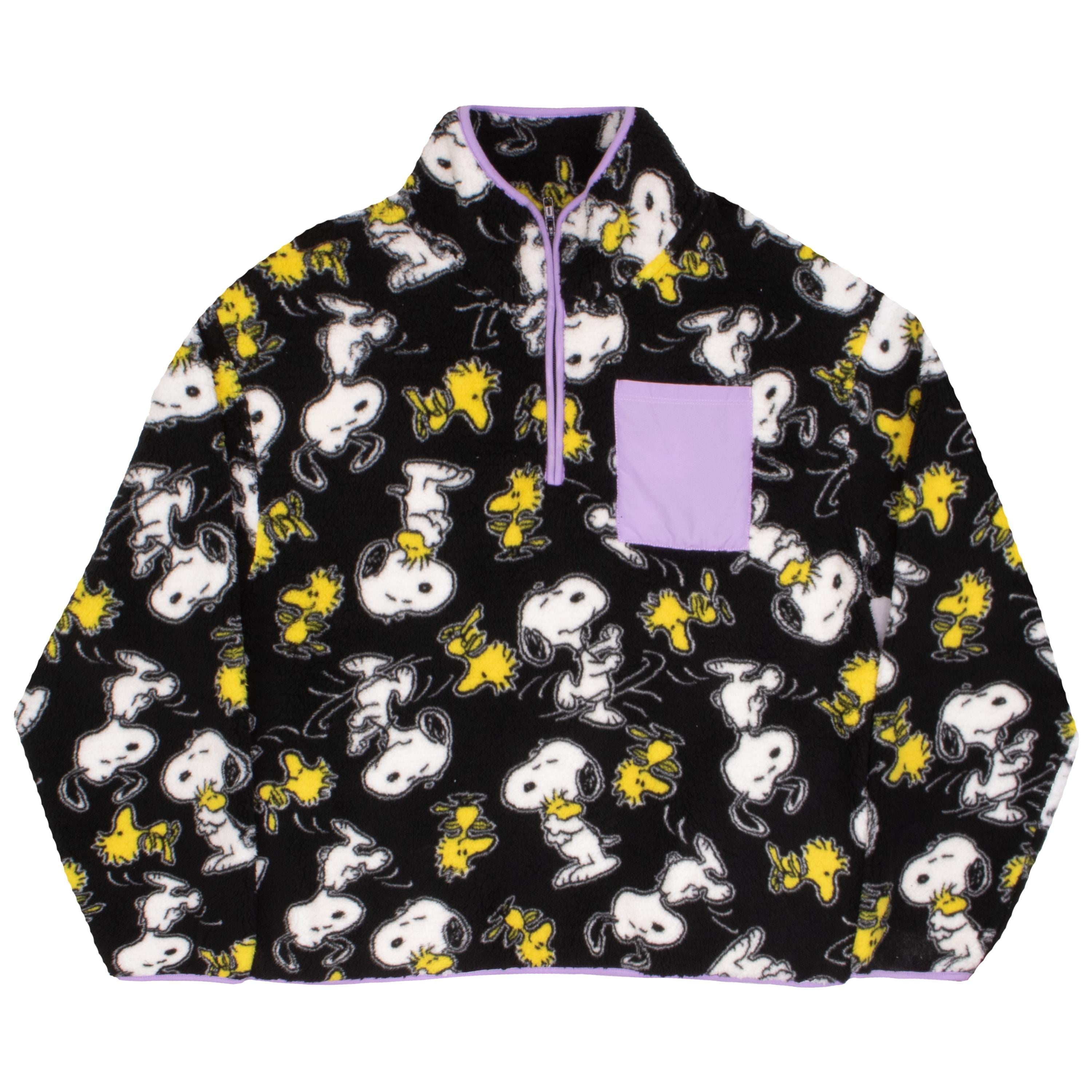 Peanuts Snoopy and Woodstock Women's Fleece Pullover Quarter-Zip