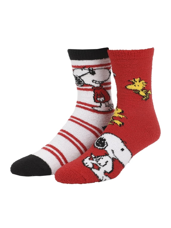 Peanuts Snoopy and Woodstock Womens Chenille Cozy Crew Socks