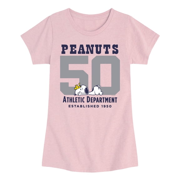 Peanuts - Snoopy and Woodstock Girls' Fitted Short Sleeve Graphic T-Shirt