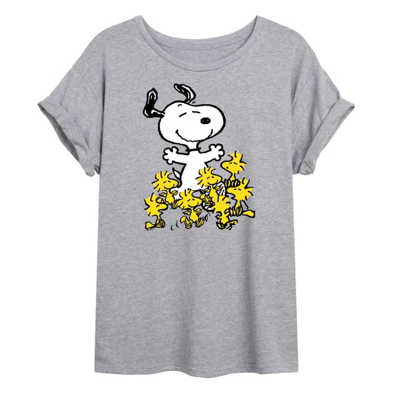 Peanuts - Snoopy and Woodstocks - Juniors Oversized Graphic T-Shirt