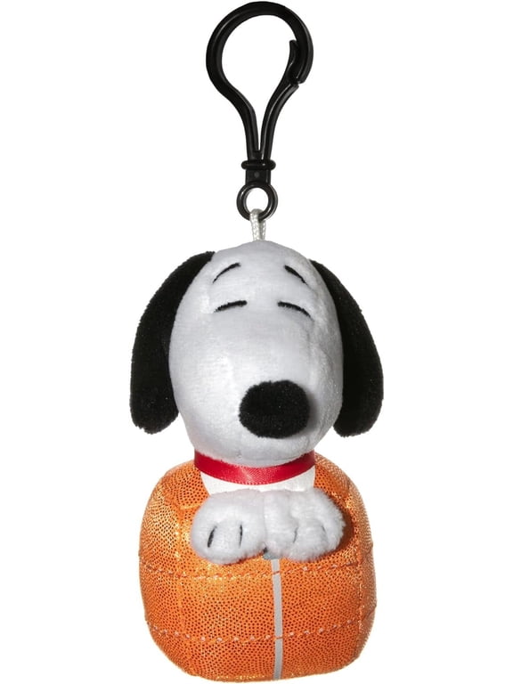 Peanuts Snoopy in Space 4" Soft Plush Toy Hangers Clipsters Keychain (Snoopy Orange Sleeping Bag)