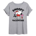 thumbnail image 1 of Peanuts - Snoopy is my Valentine - Juniors Oversized Graphic T-Shirt, 1 of 5