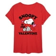 thumbnail image 1 of Peanuts - Snoopy is my Valentine - Juniors Oversized Graphic T-Shirt, 1 of 5