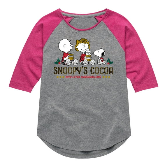 Peanuts - Snoopy's Cocoa Christmas - Toddler And Youth Girls Raglan Graphic T-Shirt