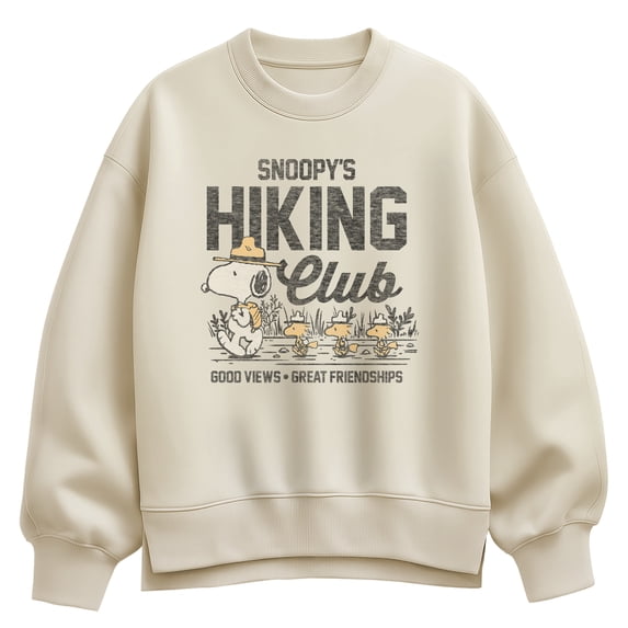 Peanuts - Snoopy's Hiking Club - Women's Oversized Fleece Crew Sweatshirt
