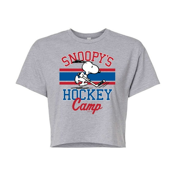 Peanuts - Snoopy's Hockey Camp - Juniors Cropped Graphic T-Shirt