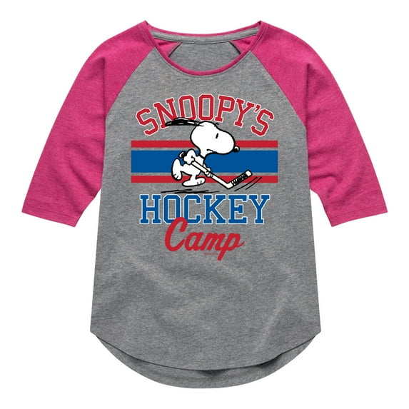 Peanuts - Snoopy's Hockey Camp - Toddler And Youth Girls Raglan Graphic T-Shirt