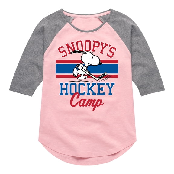 Peanuts - Snoopy's Hockey Camp - Toddler And Youth Girls Raglan Graphic T-Shirt