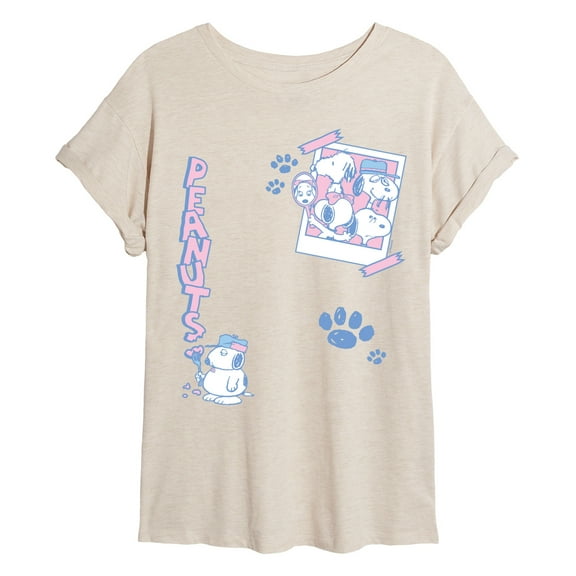 Peanuts - Snoopy Family Photo - Juniors Oversized Graphic T-Shirt