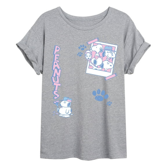 Peanuts - Snoopy Family Photo - Juniors Oversized Graphic T-Shirt