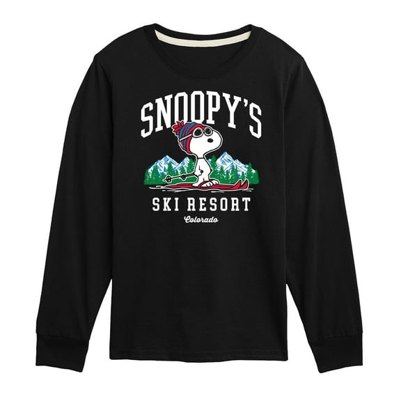 Peanuts - Snoopy's Ski Resort - Toddler And Youth Long Sleeve Graphic T-Shirt