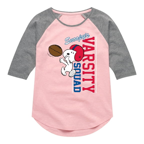 Peanuts - Snoopy's Varsity Squad - Toddler And Youth Girls Raglan Graphic T-Shirt