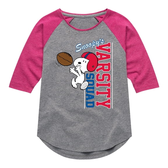 Peanuts - Snoopy's Varsity Squad - Toddler And Youth Girls Raglan Graphic T-Shirt