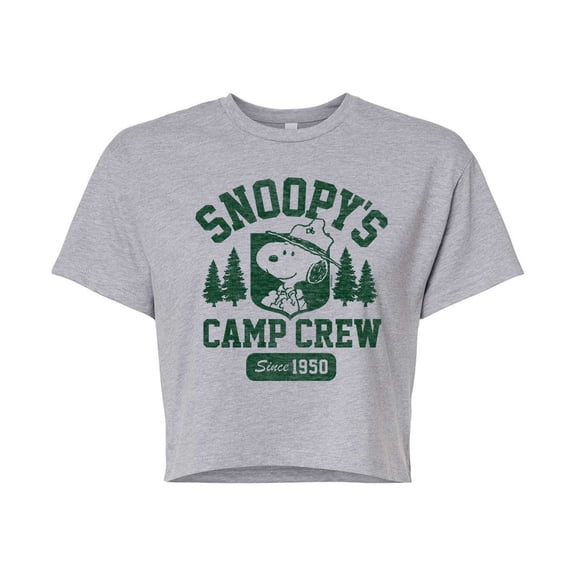 Peanuts - Snoopys Camp Crew - Juniors Cropped Cotton Blend T-Shirt