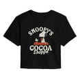 thumbnail image 1 of Peanuts - Snoopys Cocoa Shoppe - Juniors Cropped Short Sleeve Graphic T-Shirt, 1 of 5