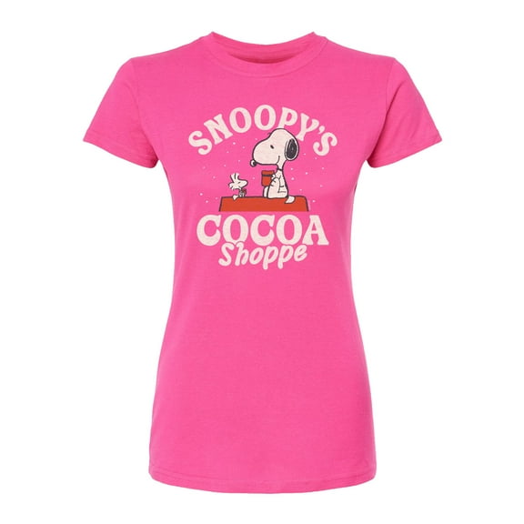 Peanuts - Snoopys Cocoa Shoppe - Juniors Fitted Short Sleeve Graphic T-Shirt