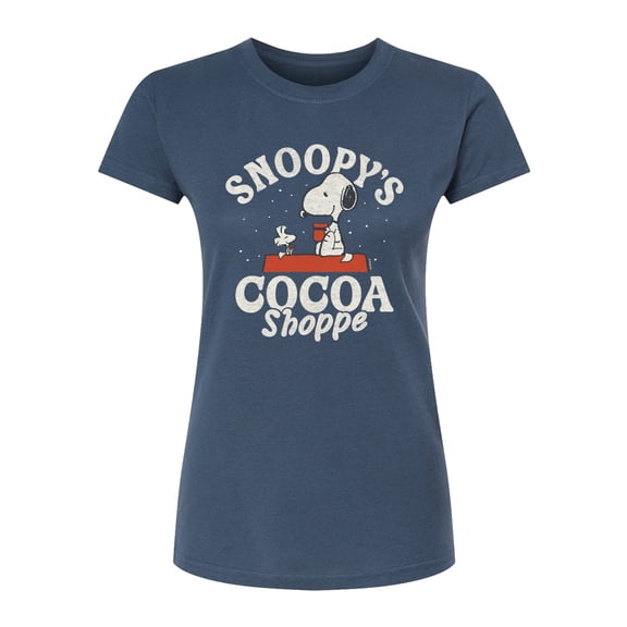 Peanuts - Snoopys Cocoa Shoppe - Juniors Fitted Short Sleeve Graphic T-Shirt
