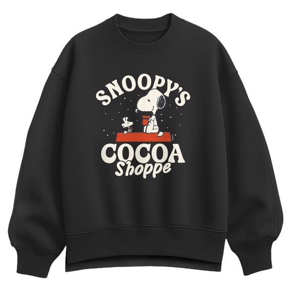 Peanuts - Snoopys Cocoa Shoppe - Women's Oversized Fleece Crew Sweatshirt