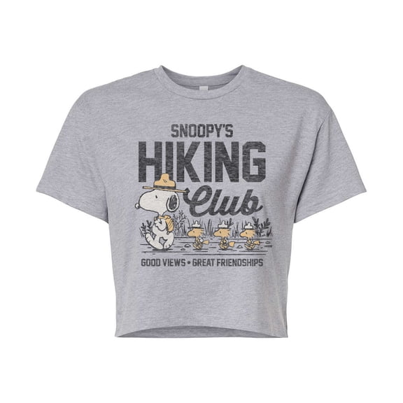Peanuts - Snoopys Hiking Club - Juniors Cropped Cotton Blend T-Shirt